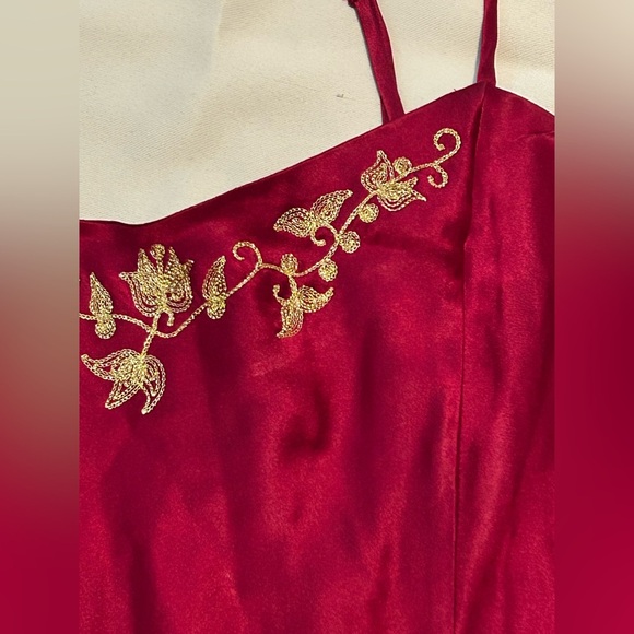Vintage Victoria’s Secret 100% Silk Golden Embroidered Mini Slip Dress - S - Picture 6 of 11